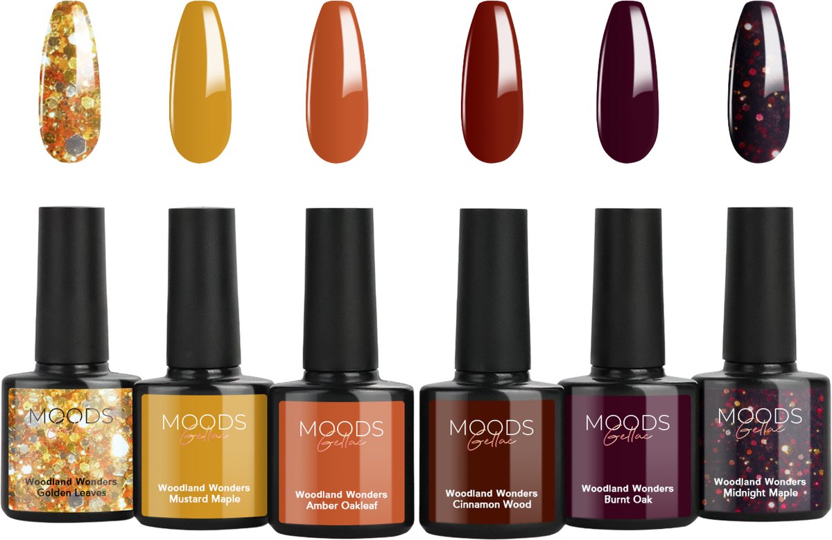 Moods Gellac 6-delige Set - Gellak Starterspakket - Gel Nagellak - 8ML - Woodland Wonders - Gellac - Nagels - Chique Kleuren - HEMA- & TPO-vrij