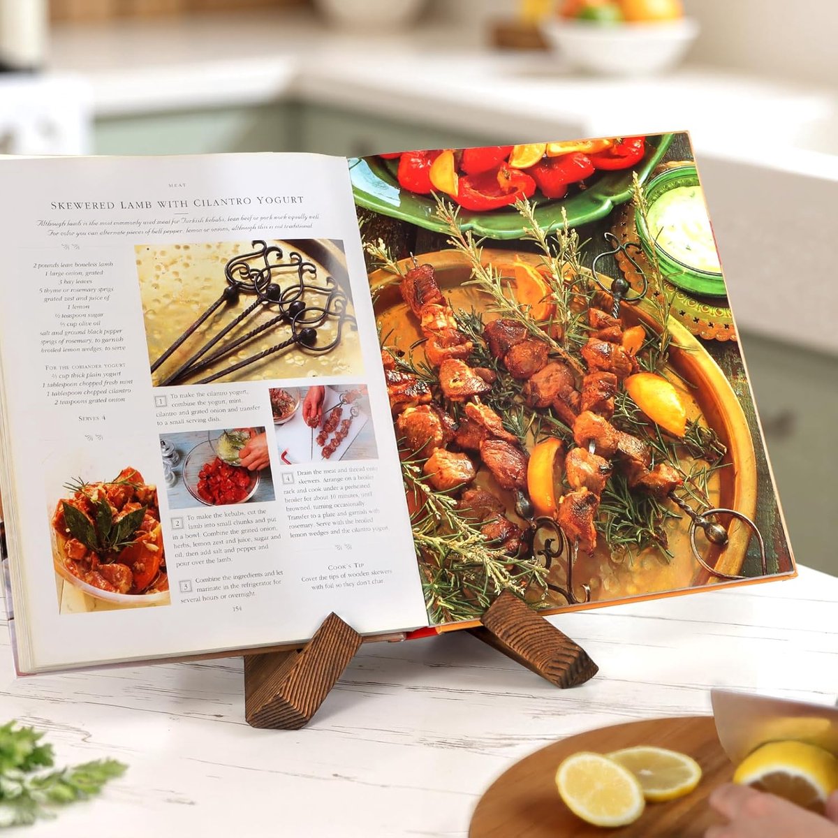 Kookboek Standaard - Boeken Houder - Boekenstandaard Hout - Kookboekhouder - Bladzijdehouder - Bordenstandaard - Borden Display Standaard - Bordenhouder - Muziekboek Standaard - Bordenhanger - Steun - Rek - Borden En Boeken — cadeau in Kookcadeaus - foto 3