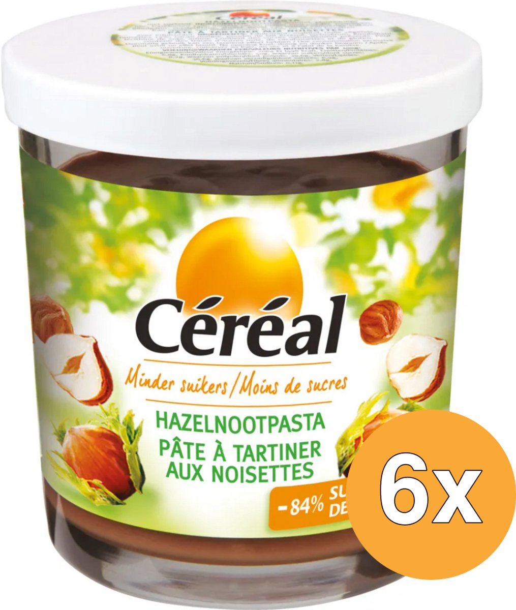 6x Céréal Hazelnootpasta suikervrij (200 gr)