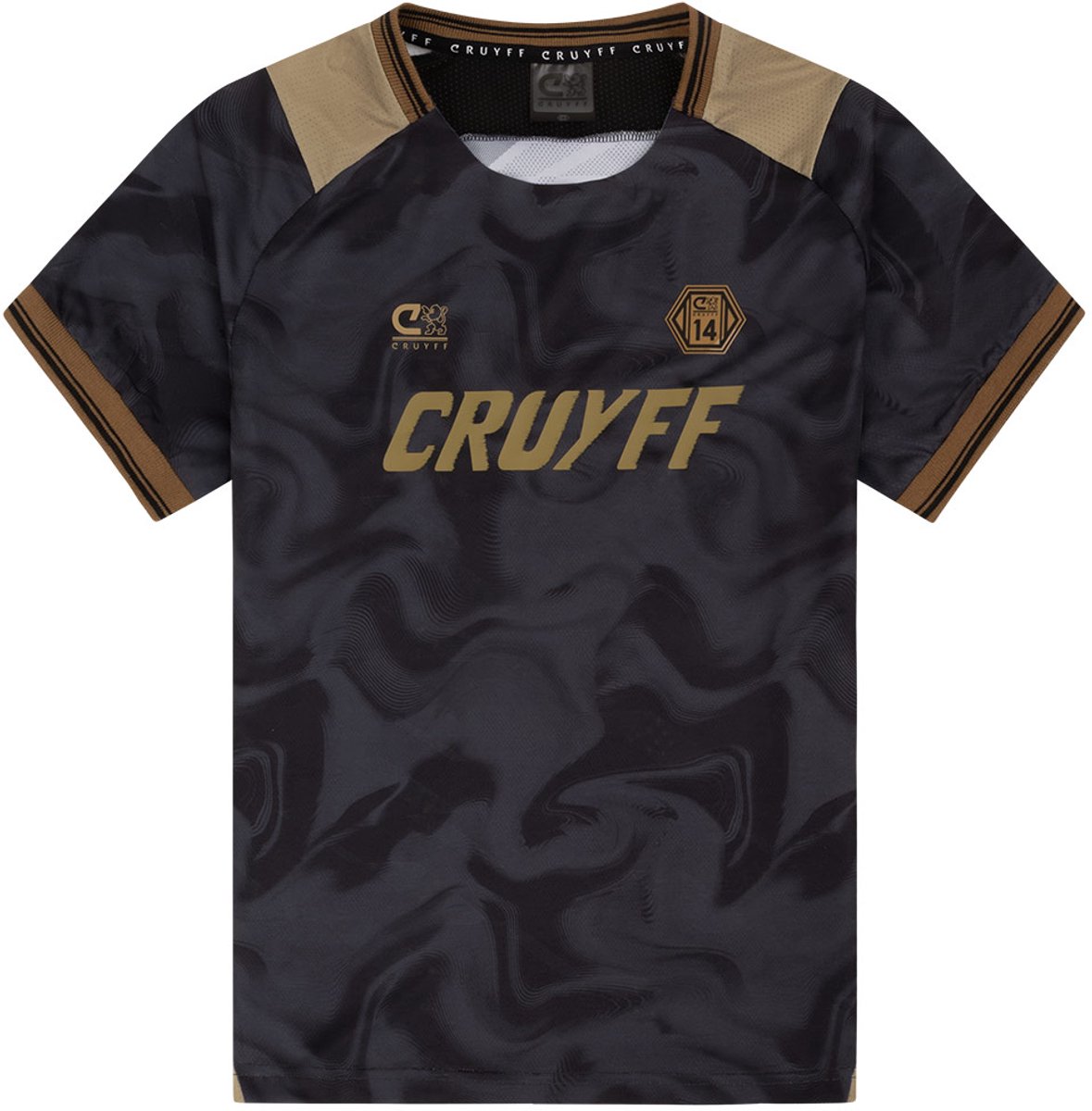 Cruyff - T-shirt - Sportshirt - Zwart - Goud - Maat 164