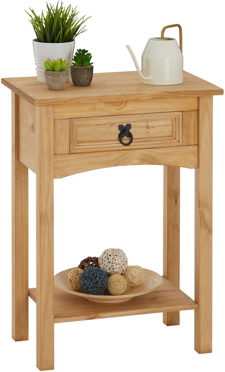 IDIMEX Consoletafel SALSA van massief grenenhout met 1 lade bruin