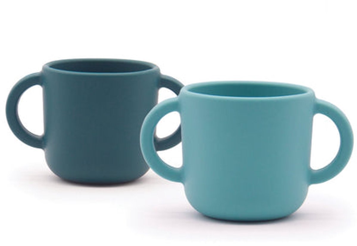 EKOBO Baby Siliconen Oefenbekers met Handvatten – BPA Vrij – Bambino – 2-Pack – blauw