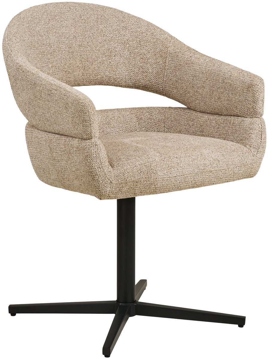 House Nordic Eetkamerstoel Dover - Zand/Zwart - Set van 2