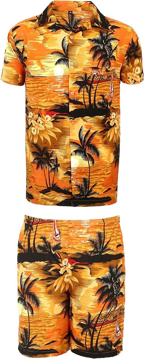 Heren Zomer Hawaii Set Korte Mouw Shirt en Korte Broek - Aloha Strandvakantie Kleding