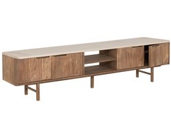 DTP home Bliss No.2 tv-meubel teakhout en Mortex naturel / beige - 210 x 35 x 50 cm
