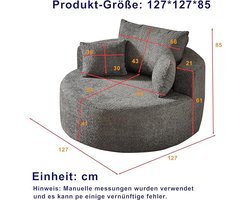 Slaapstoel 1-Persoons Modulaire Cloud Chair met Chenille Bekleding en Rugkussen – 127 x 85 cm – Comfortabele Lounge Stoel voor Woonkamer, Slaapkamer, Showroom, Relaxen – Pauwhome