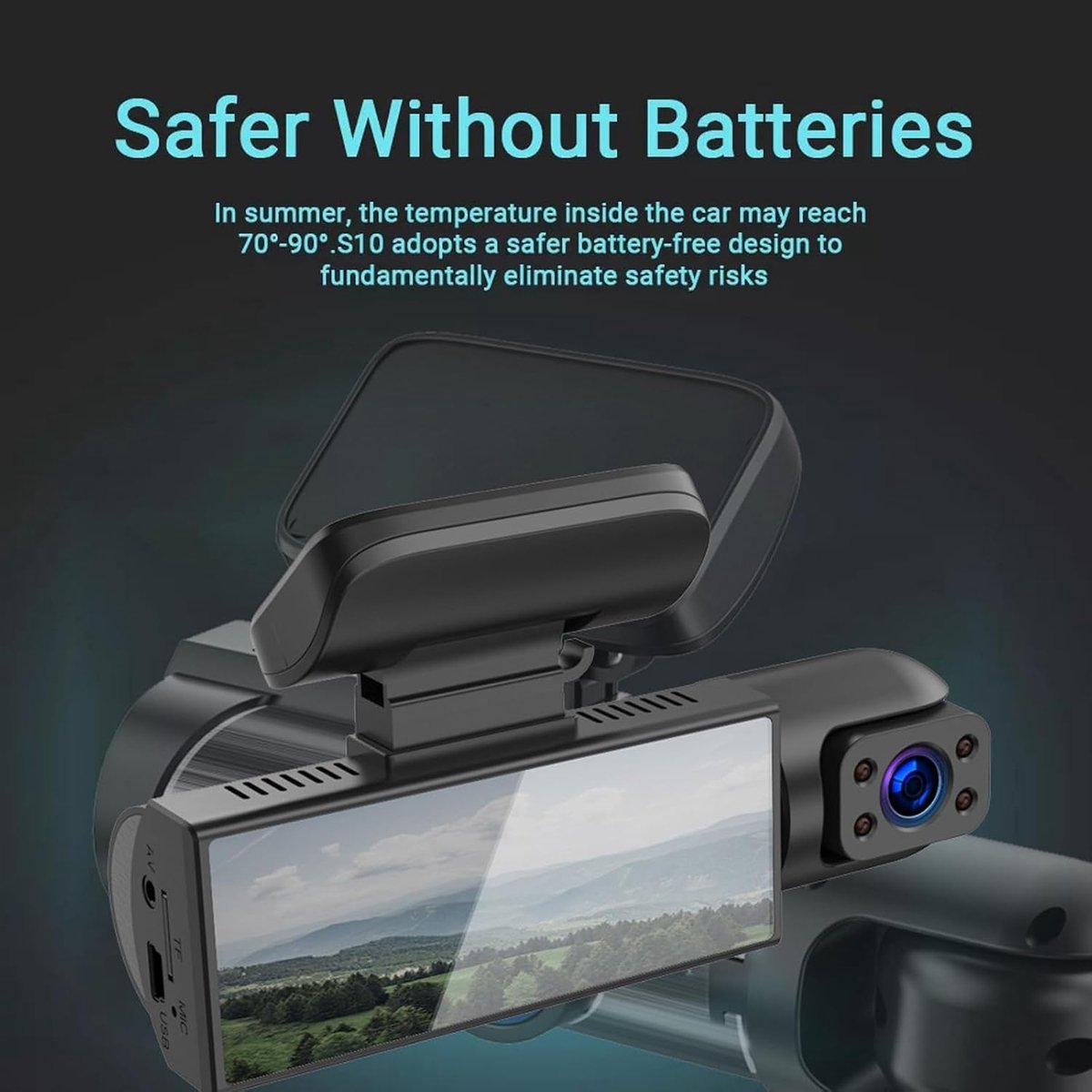 4K-dashcam met dubbele lens, groothoekcamera's aan de voor- en achterkant, ondersteunt 24-uurs parkeerbewaking, heeft een 3,16-inch scherm en een nachtzichtfunctie. Deze dashcam begeleidt u tijdens uw reis (32 GB). – foto 2