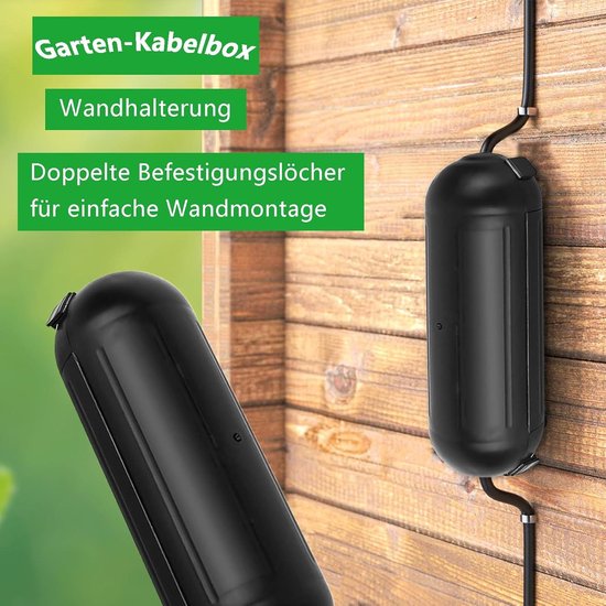 Tuinkabelbox voor buiten, set van 2, waterdicht en veilig - ideaal voor verlengkabels, stroomaansluitingen & gereedschap in de tuin - zwart. van Merkloos	 — afbeelding 2