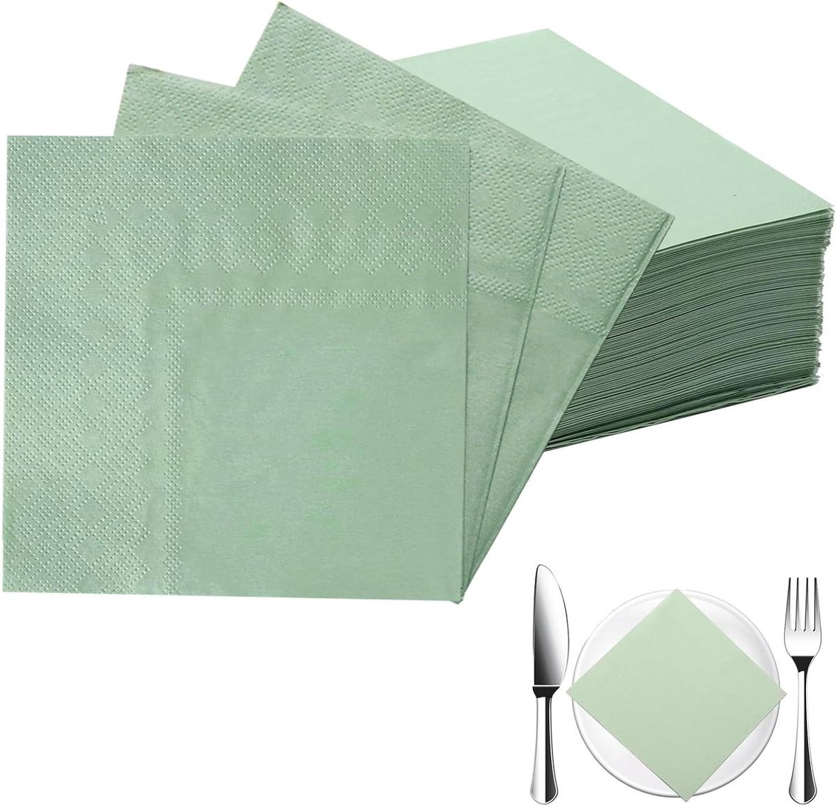 Servetten voor bruiloft en verjaardagen, groene cocktailservetten, 100 stuks