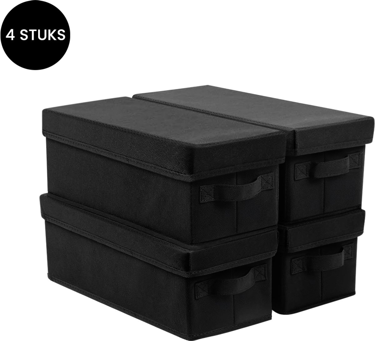 Purepeak CD Opbergsysteem Set 4 Stuks - CD Doos met Deksel - Opslag 120 CD's - Opvouwbaar - Zwart - CD Map