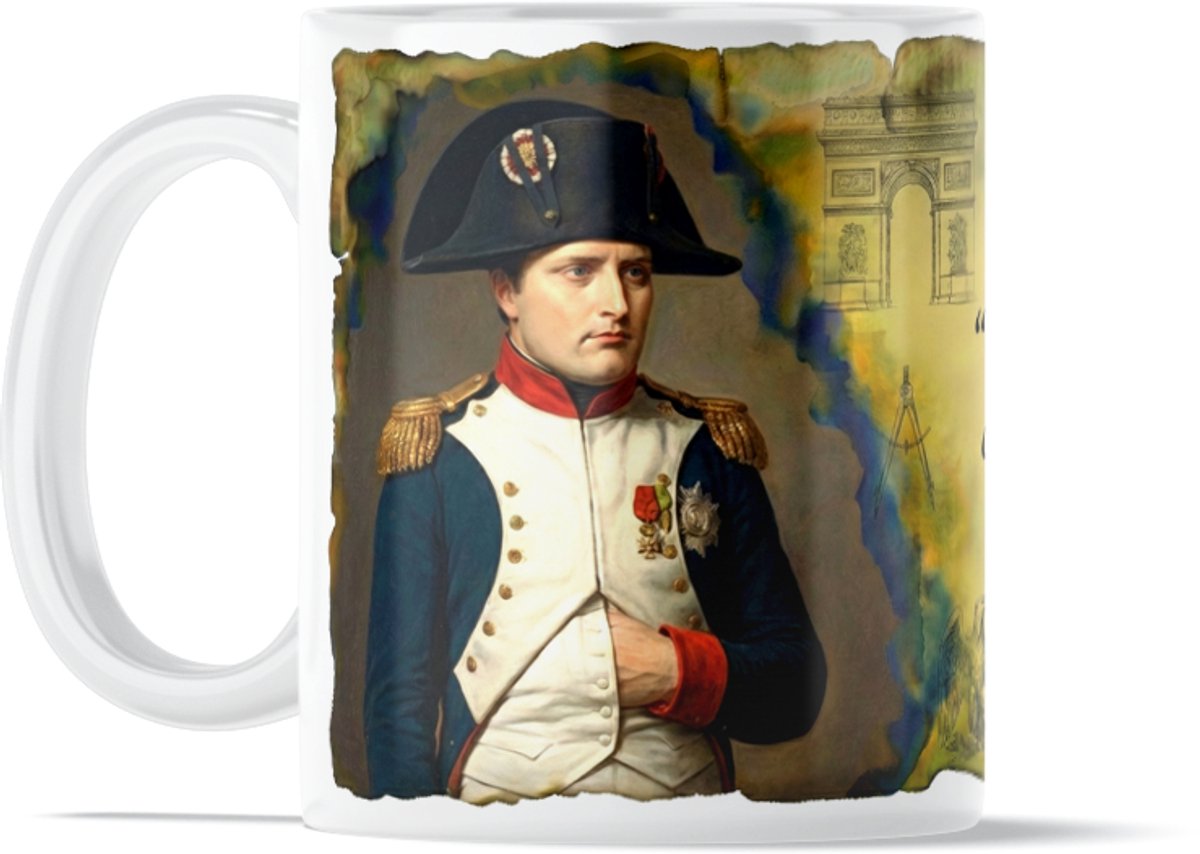 Napoleon Quote Mok - Glory is fleeting, but obscurity is forever - Inspirerend Cadeau voor Leiders & Geschiedenisfans - Vintage Design met Antieke Landkaart van Europa