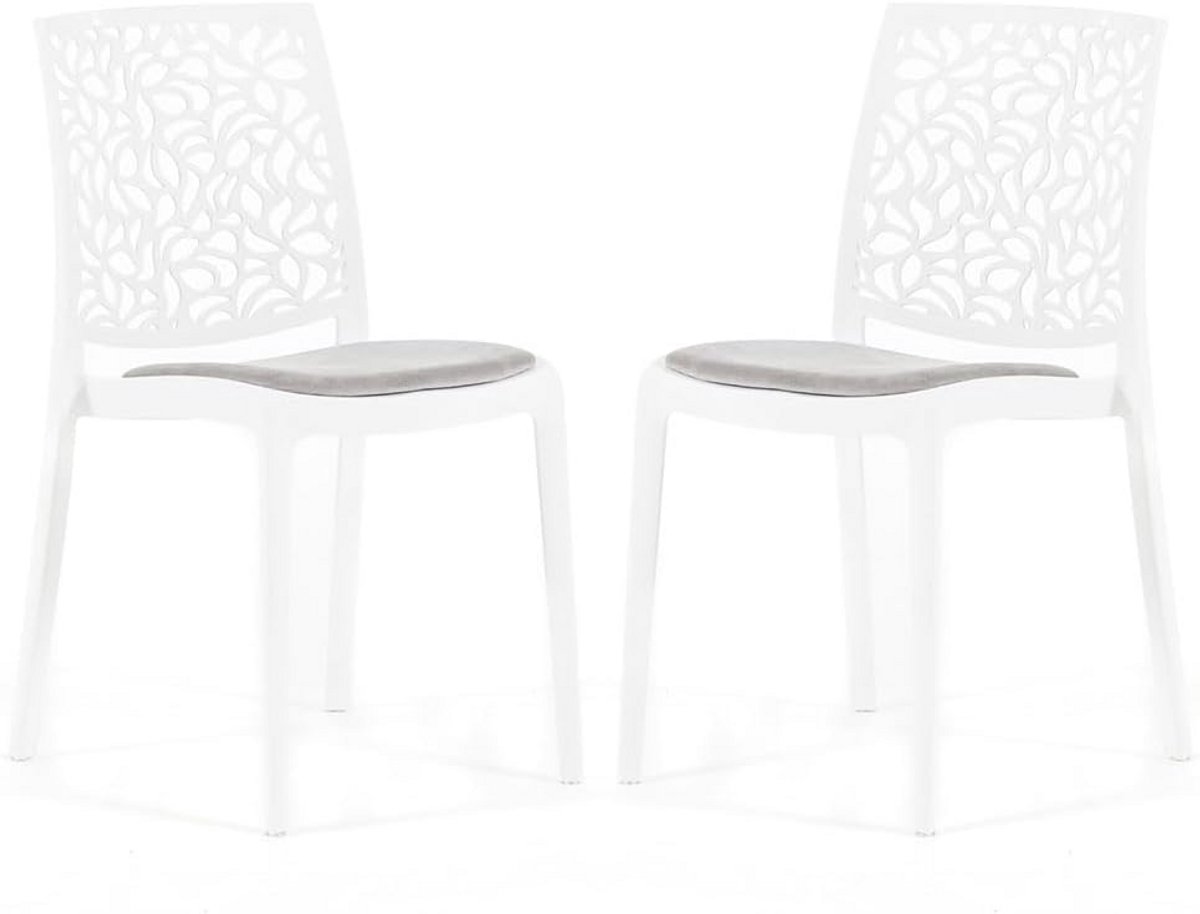 Moderne Stapelbare Eetkamerstoel met Comfortabel Zitkussen voor Binnen en Keuken - Wit/Lic