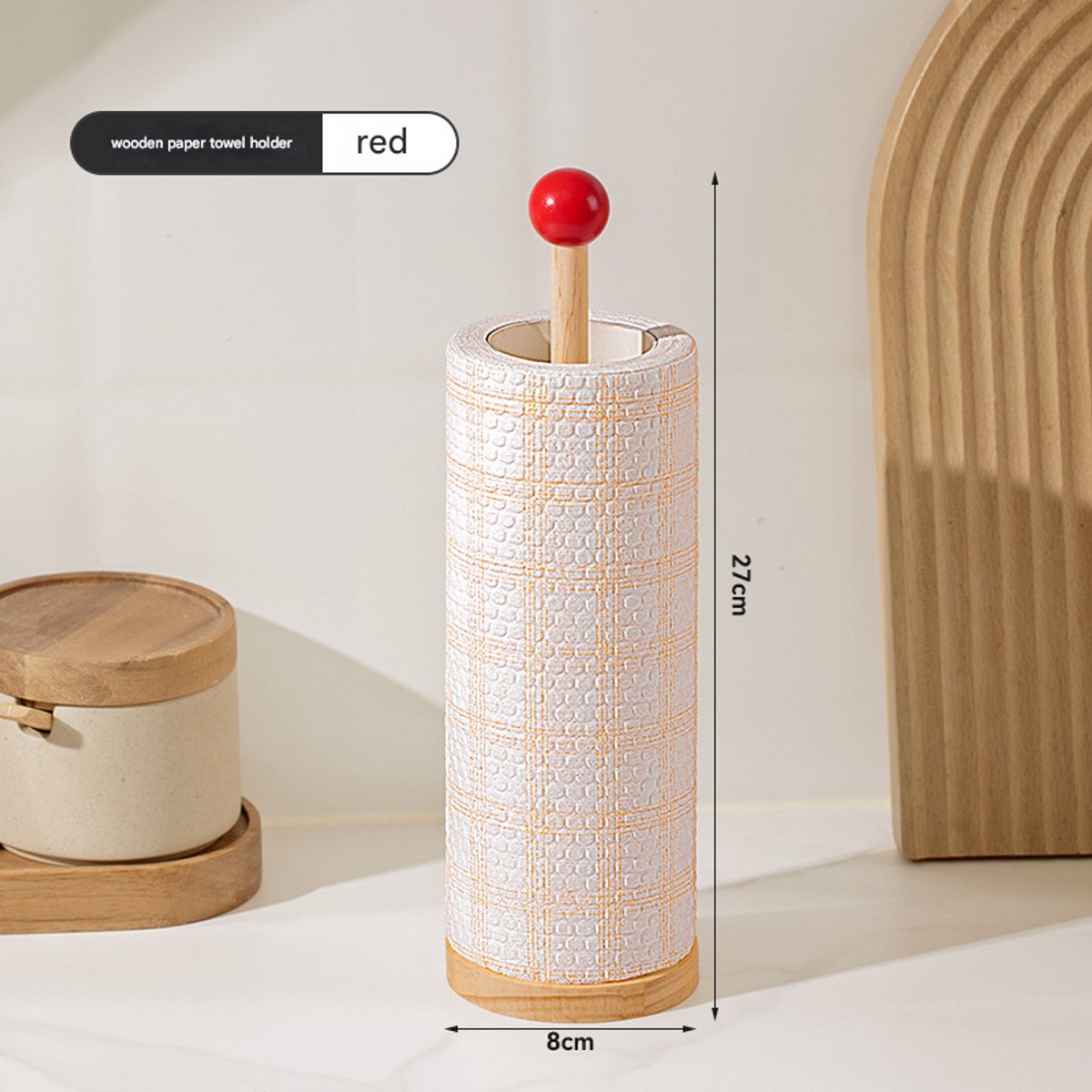 Houten tissuehouder - Tissuehouder voor op het bureau - Keukenrolhouder - Rollenhouder
