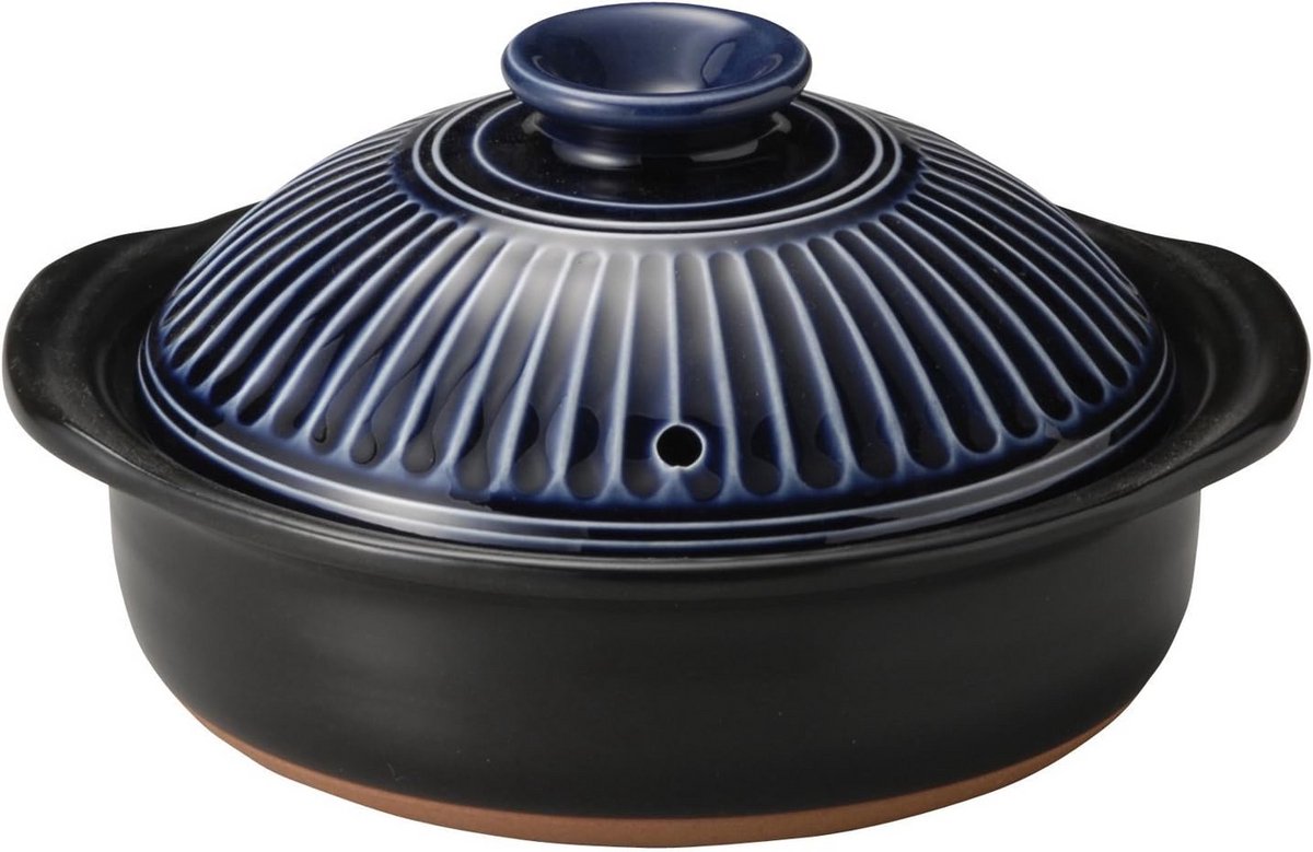 Traditionele Japanse Donabe Braadpan - Blauw Keramische Stoofpan met Deksel