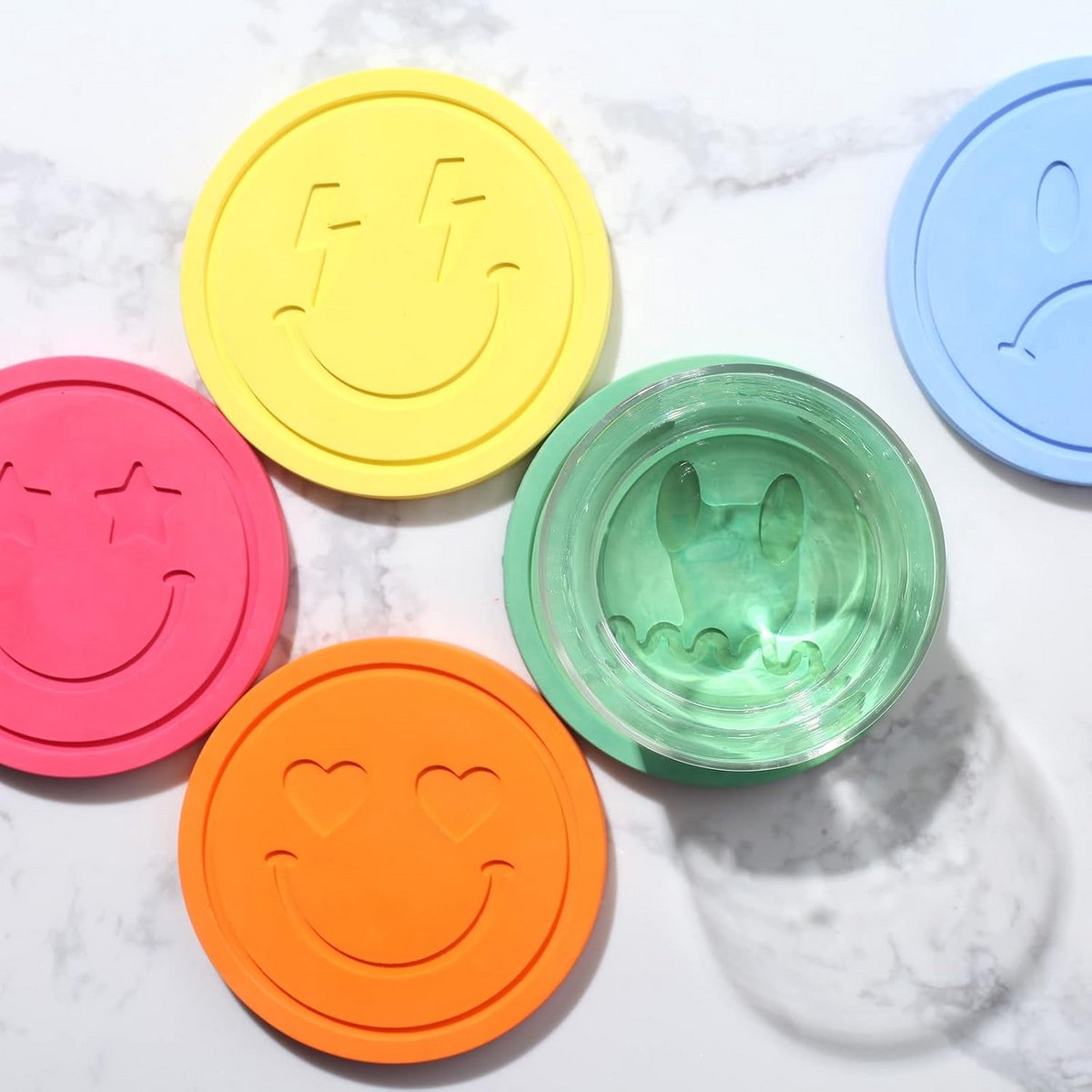 Siliconen Mal Onderzetters Smiley Emoji - Set voor DIY Bekermatten & Drink Onderzetters