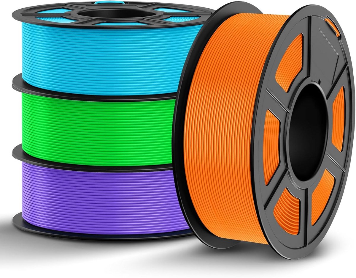 3D-printer filament bundel 1,75mm PLA - 4 kg meerkleurig (Cyaan, Groen, Oranje, Paars)
