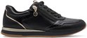Zwarte Tamaris sneaker met ritssluiting, gouden details en crocoprint.