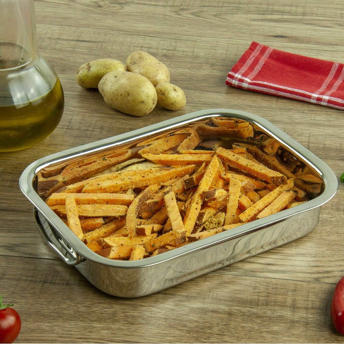 Set van 4 RVS Ovenschalen met Grillroosters - Diverse Maten