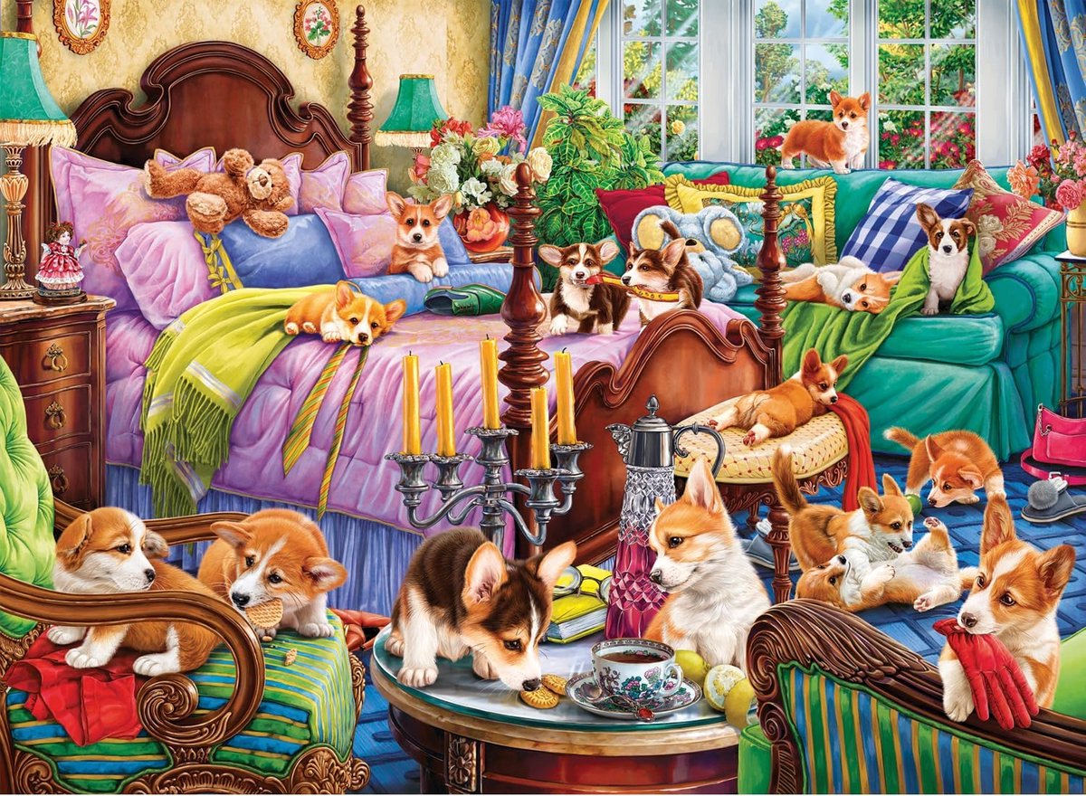 Puzzel 1000 stukjes: Gezellige Pyjama Party Scène