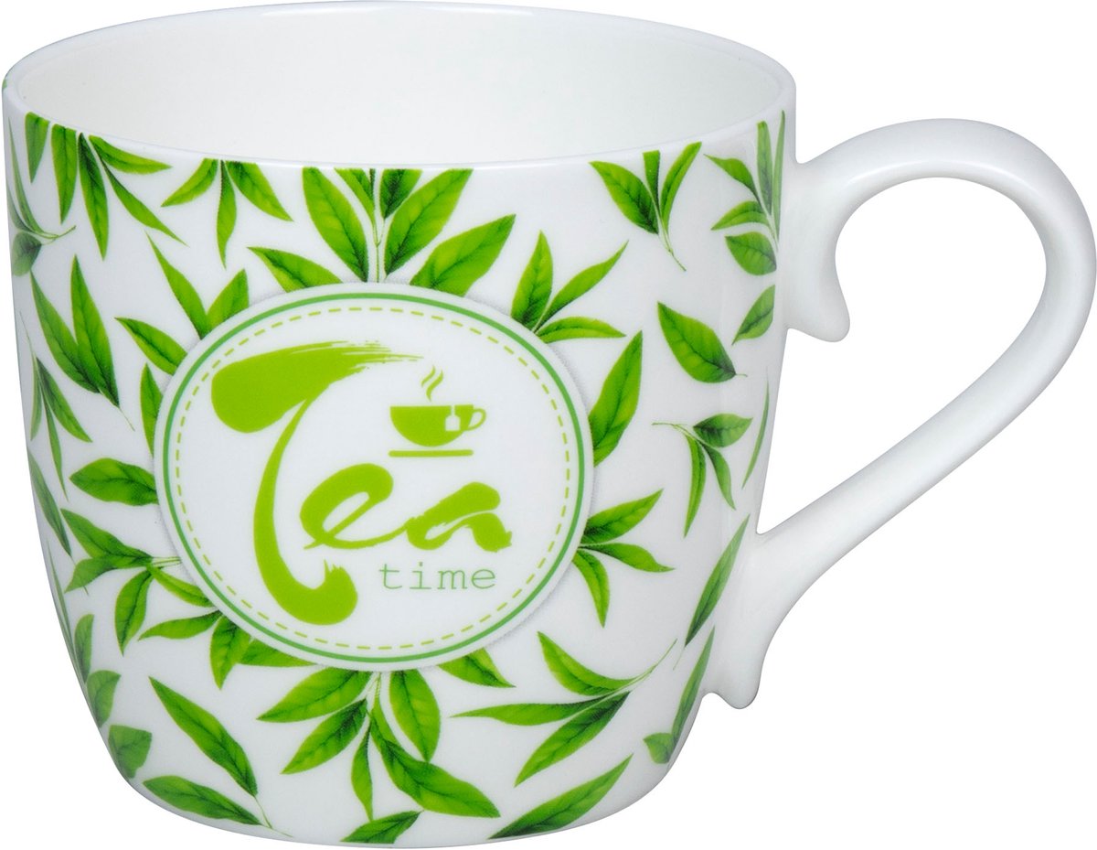 Könitz mok Tea Time - bladeren, beker, koffiemok, bone china, groen, 425 ml, 1120572871