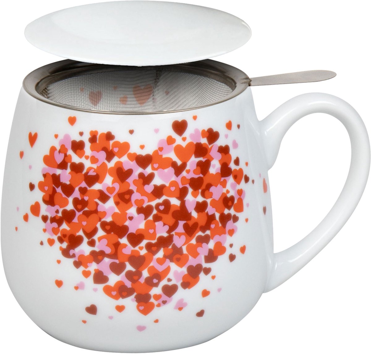 Könitz mok Love Explodes met zeef en deksel, beker, porselein, rood, 420 ml, 11 5 143 2833