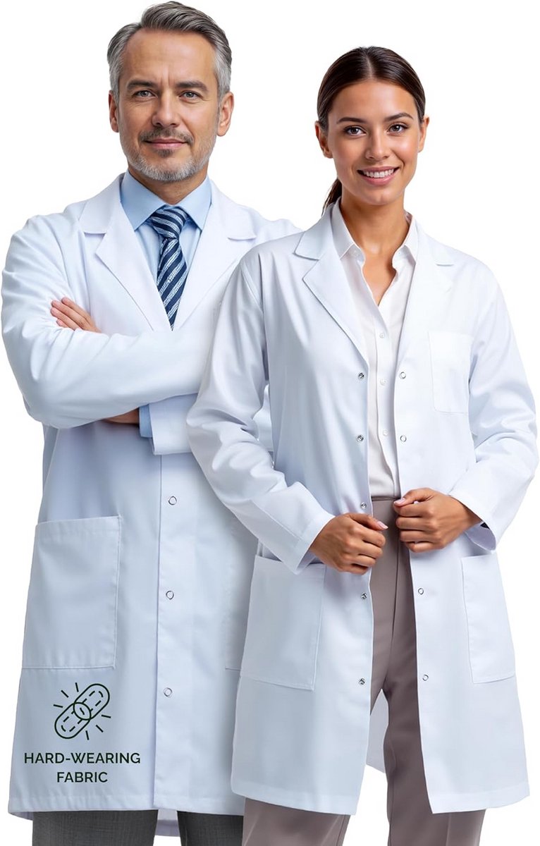 Comfortabele Witte Werkjas voor Laboratorium en Verzorging
