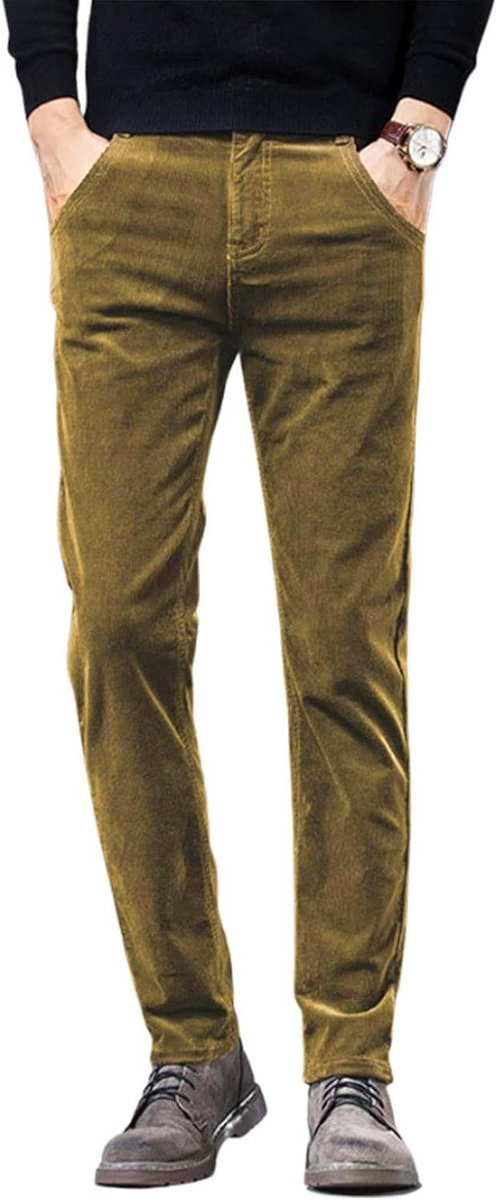 Katoenen Corduroy Broek voor Heren Slim Fit met Stretch en 5 Zakken
