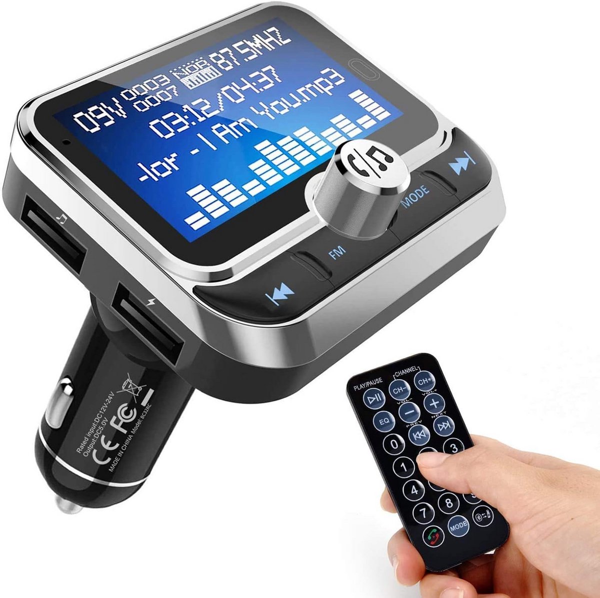 Bluetooth FM Transmitter Auto Adapter met Handsfree Bellen, USB Opladen & TF Kaart Lezer
