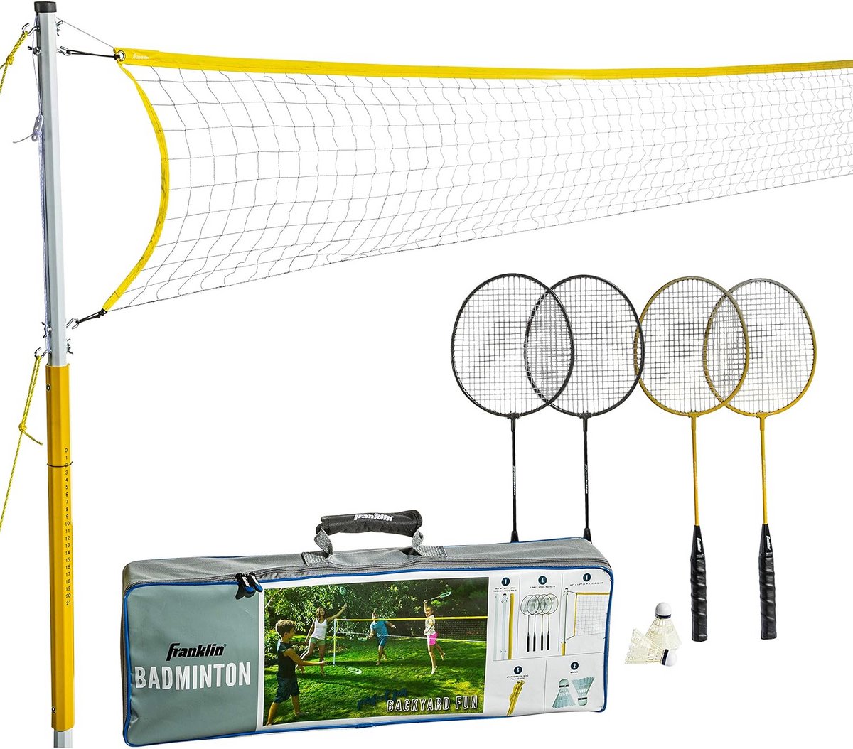 Complete Badminton Set voor Tuin en Strand - Inclusief Draagbaar Net en 4 Rackets