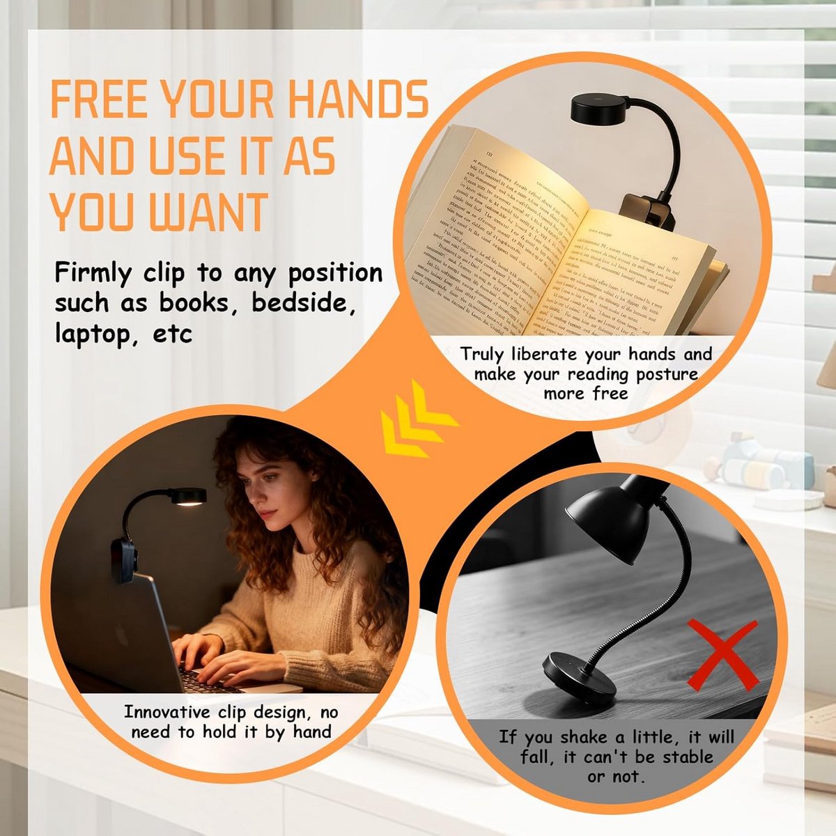 Draagbare Oplaadbare Leeslamp met Flexibele 360 Graden Hals - Ideaal voor Bed en Bureau — cadeau in Gadgets - foto 4