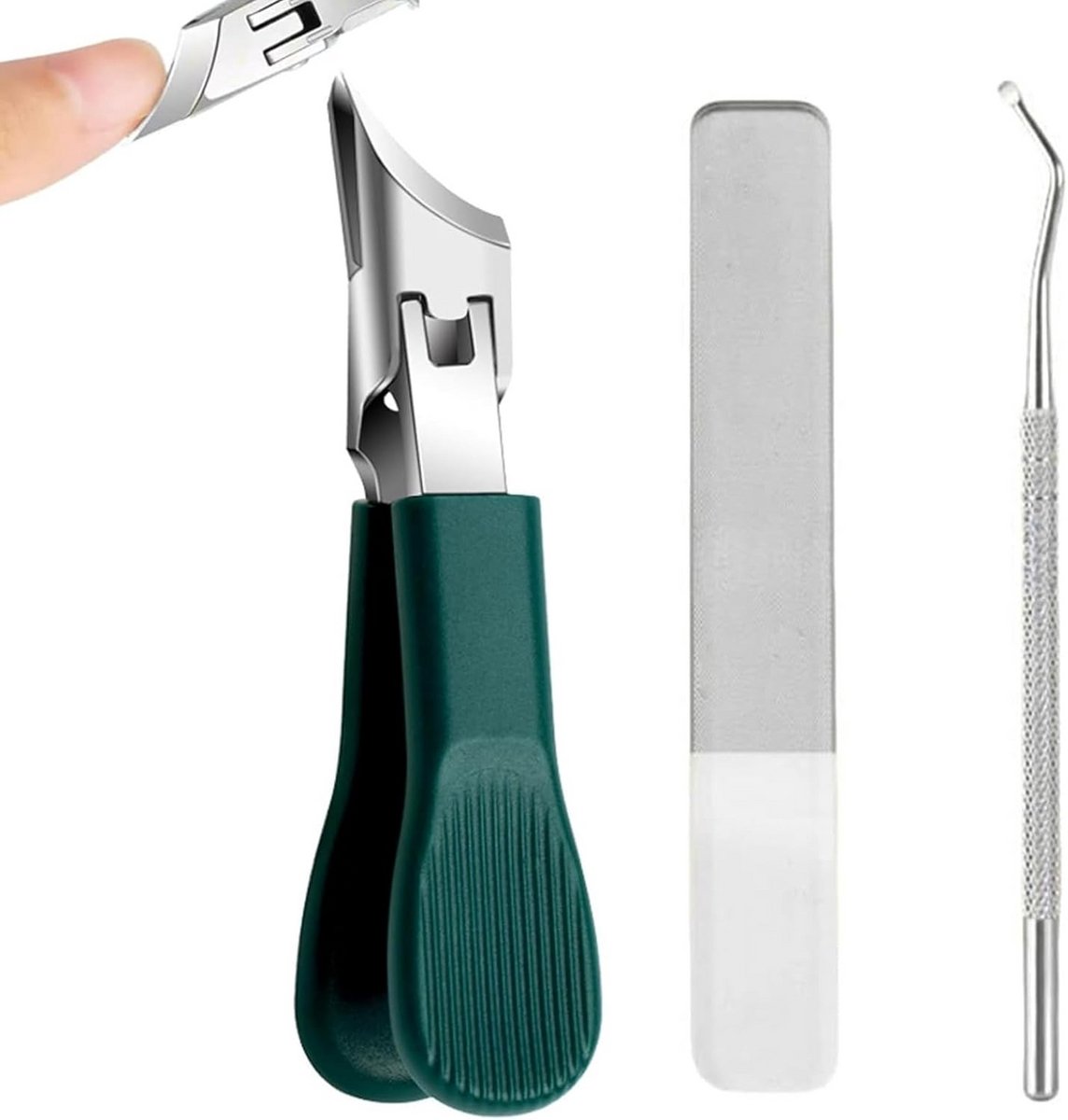 Professionele Schuine Nagelknipper Set met Brede Kaak en Spatbescherming