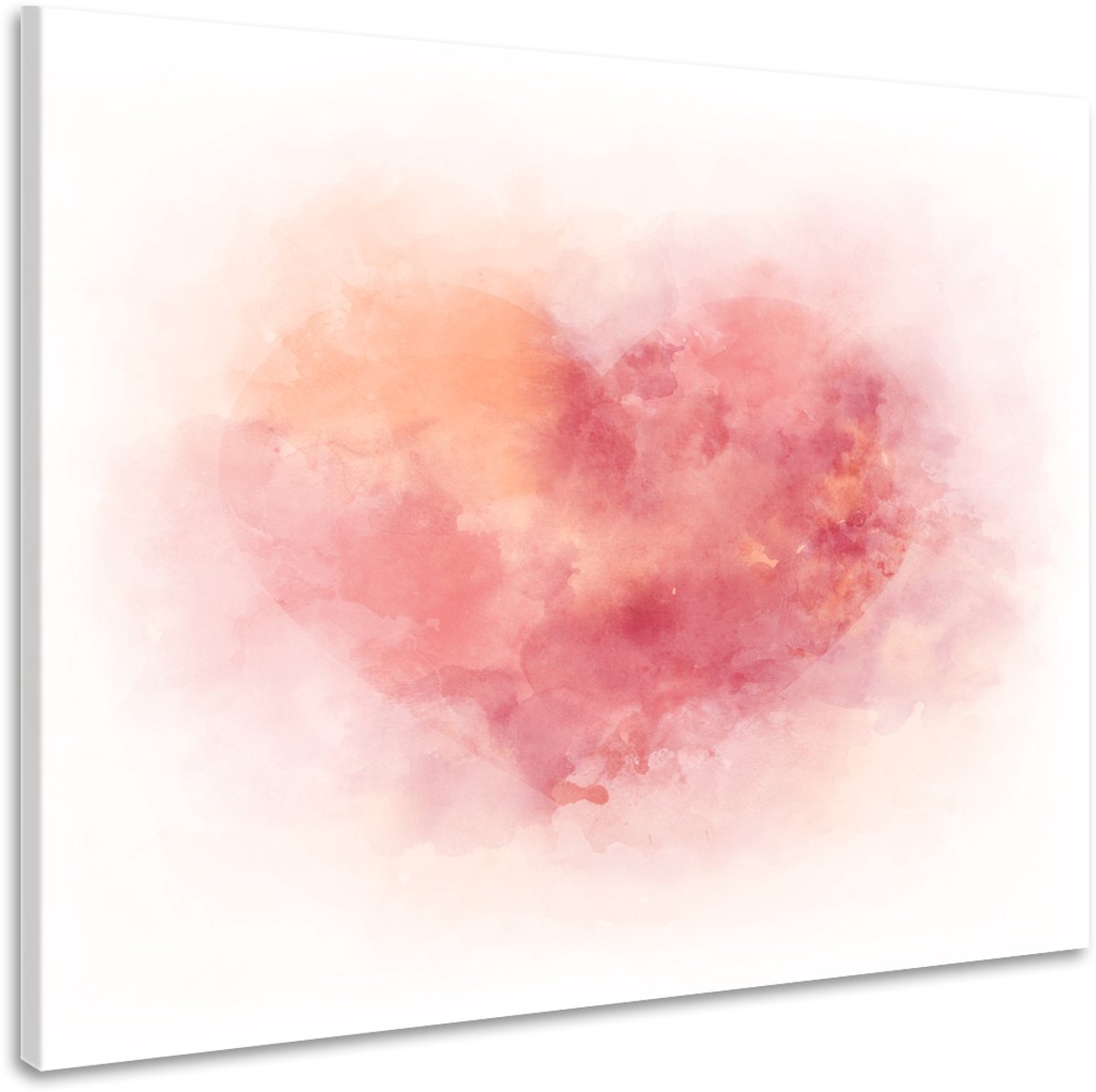 karo-art Schilderij - Aquarel hart , 3 Maten, Premium print Multikleur
