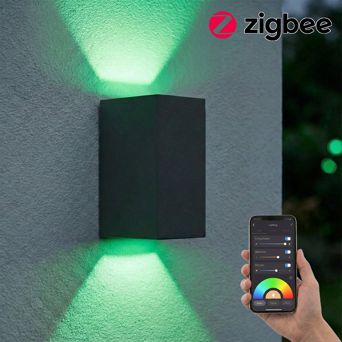 SMART LED Wandlamp | Zigbee | San Francisco | Incl. 2x lichtbronnen | HUE Compatible| Zwart