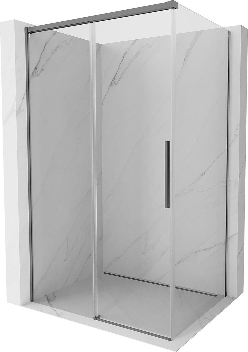 Mexen Rox douchecabine schuifdeur 125 x 75 cm, transparant, kanonnenmetaal - 8C2-125-075-95-00