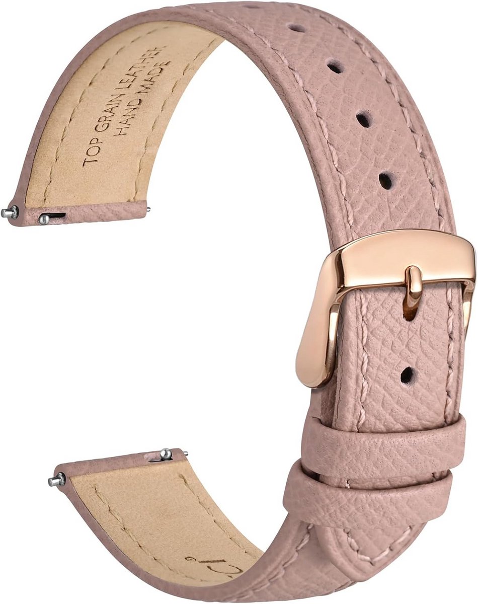 Leren Horlogeband met Nerfleer en Snelsluiting - Diverse Bandbreedtes