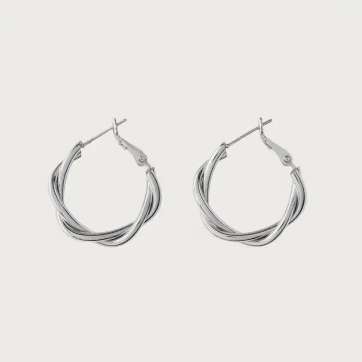 Twisted Hoops Silver – Oorbellen – Stainless Steel - -