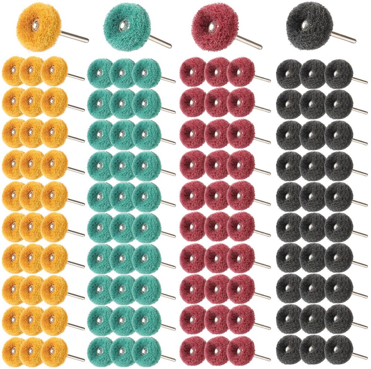 120 stuks polijstschijven 25 mm, 4 korrelmaten (80/150/240/400) voor Dremel rotatietool
