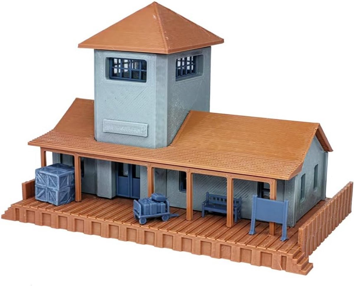Modelspoorweg Station / Depot H0 Schaal 1:87 - Ongeverfd Landschapsmodel