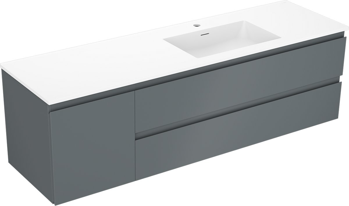 Mexen Orio badkamerkast 160 cm met wastafel Otis rechts, 2S, 1D, grafiet mat/wit mat - 91A13-16047-3-BBFFF66-W18P01