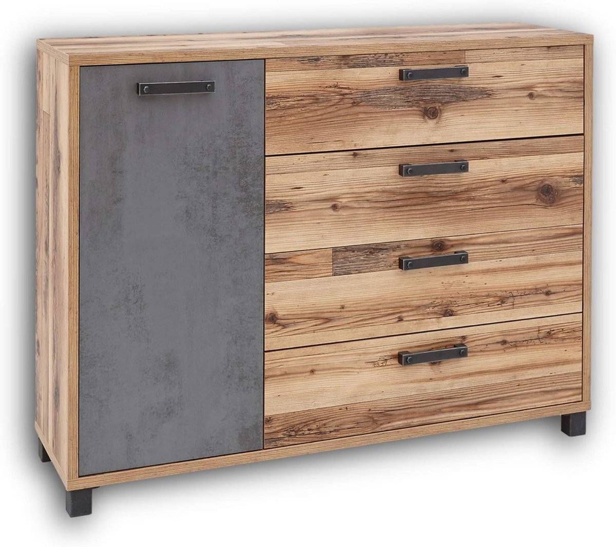 Moderne Commode Slaapkamer in Alpine Lodge Look - Betonoxide Dressoir met Softclose Lades