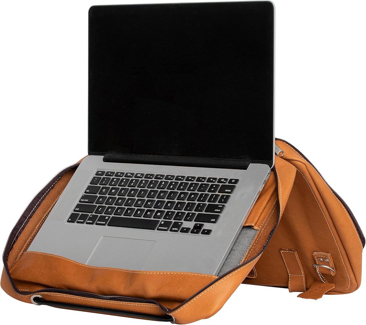 Leer Laptop Tas met Geïntegreerde Standaard 15,6 Inch