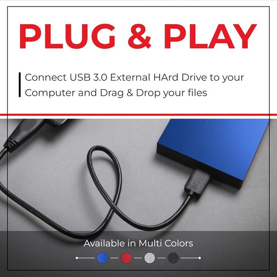 2,5 inch draagbare externe harde schijf 120 GB - Ultradunne HDD back-upopslag met USB 3.0 - Snelle gegevensoverdracht voor PC, Mac, Windows, gaming, laptop en desktop - Blauw van Merkloos — afbeelding 3