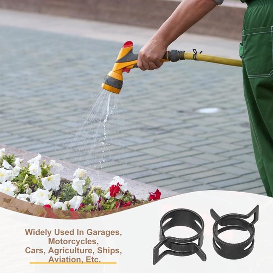 Veerband slangklemmen - 32 stuks voor 14-15,5 mm OD - 0,5 "(13 mm) ID - mangaanstaal - veerclip pijp voor brandstofleiding - siliconen vacuüm luchtslang buis waterpijp - zwart van Merkloos — afbeelding 2