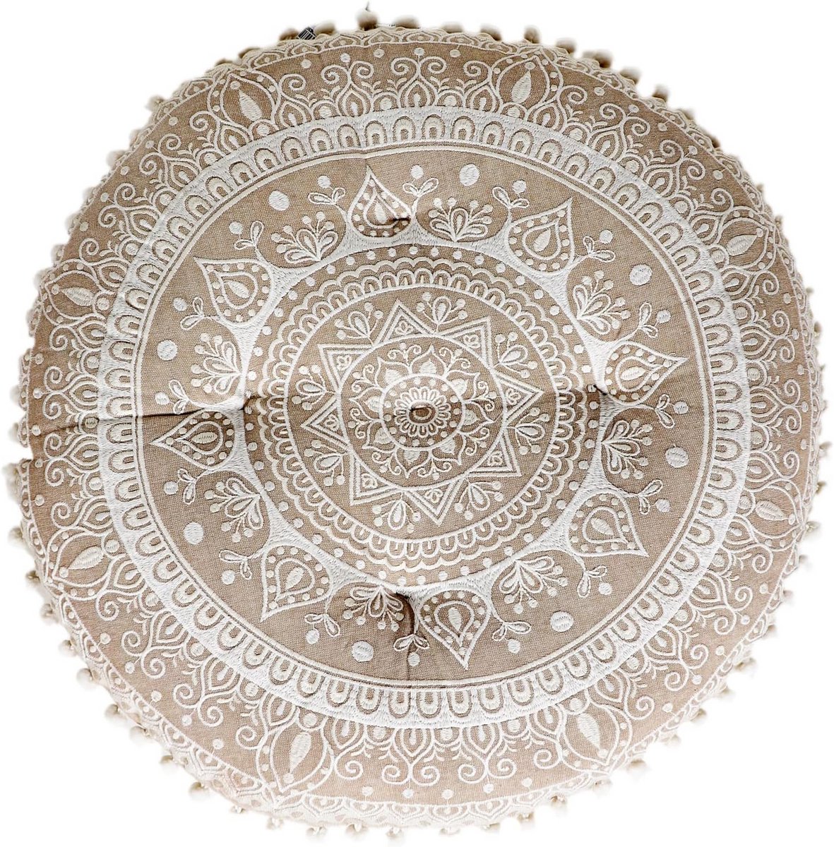 Ronde Katoenen Zitkussen Met Vulling, Diameter 50 cm, Vloerkussen voor Oosterse Decoratie