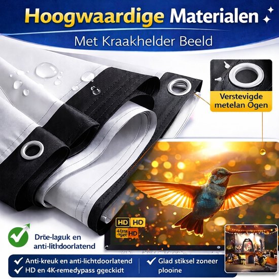 IMENGINE Projectiescherm - 100 inch - 16:9 - Opvouwbaar projectiedoek | bol
