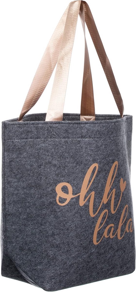 Grote vilt boodschappentas met Ohhlala print - 49 x 38 x 18,5 cm