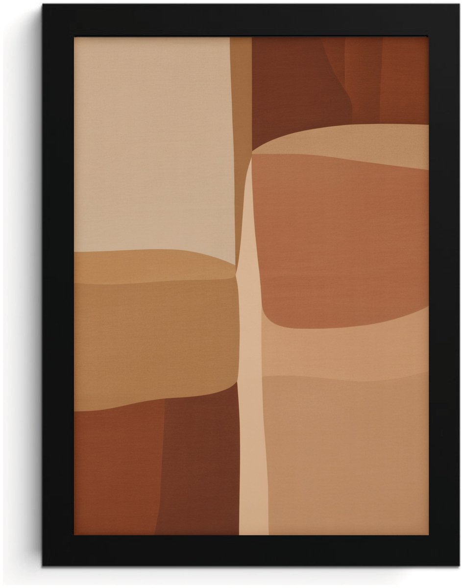 Abstracte Aardetinten Fotolijst A4, Modern Wall Art, Minimalistische Kunst, Hoge Resolutie Print, MDF Frame met Acrylglas, Wall Art