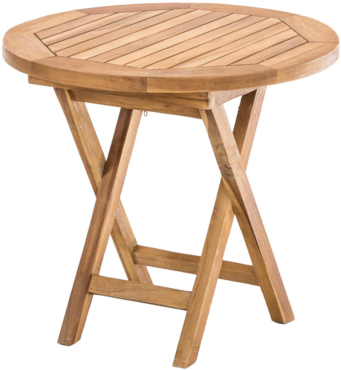 CLP Bijzettafel - inklapbare tuintafel Maharao - rond - teak - weerbestendig en ruimtebesparend - voor balkon, tuin, woonruimte - teak