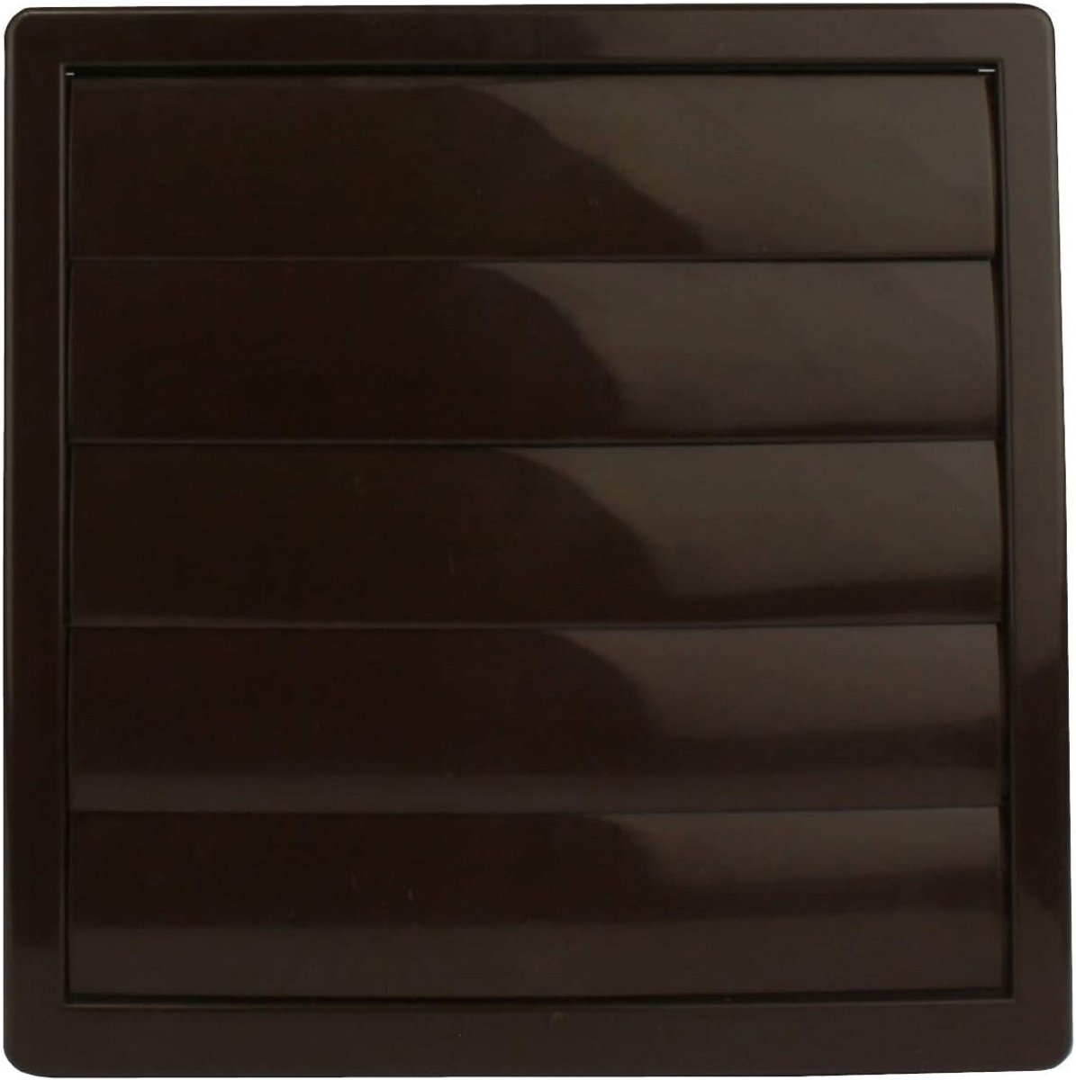 Ventilatierooster 170 x 170 mm vierkant, lamellenrooster weerbestendig kunststof, Ø 125 mm, bruin