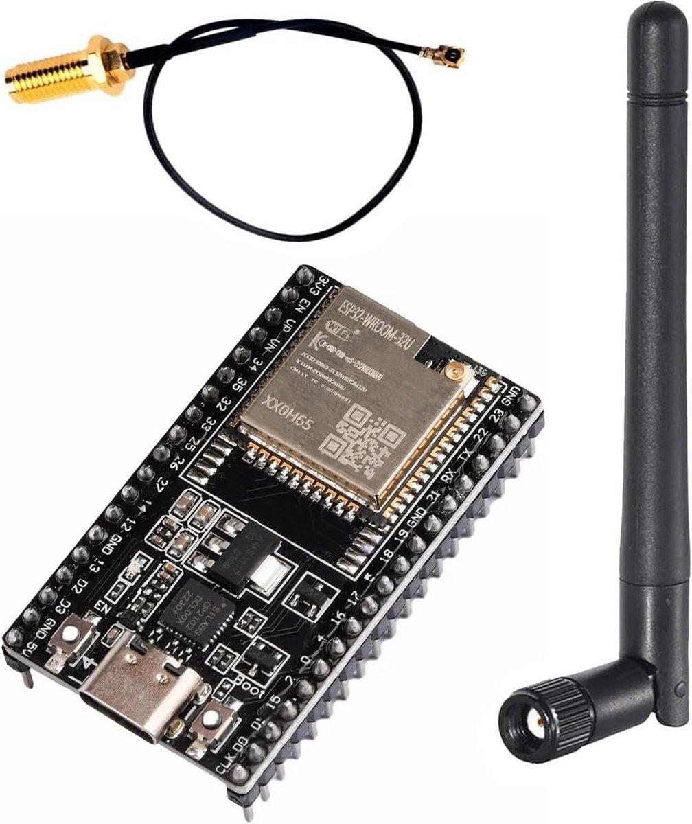 Krachtig ESP32 Ontwikkelbord Type C met WiFi Antenne en Kabel - Ideaal voor Arduino Projecten